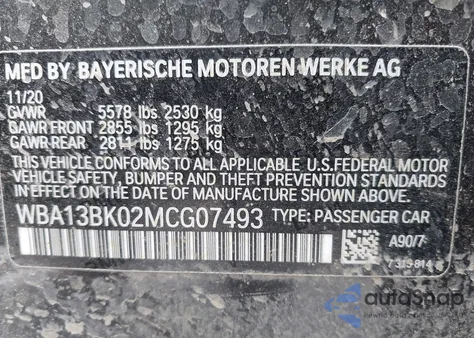 2021 BMW M550I xDrive z USA, uszkodzony, nr VIN WBA13BK02MCG07493